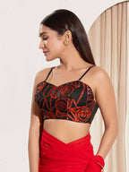 Joban Fashion Black Organza Padded Blouse With Sweetheart Neck Sleeveless | Grocsy