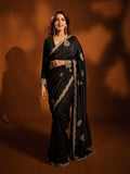 Joban Fashion Black Rangoli Crush Silk Party Wear Sarees | Grocsy