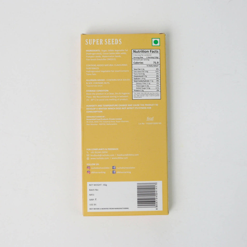 Dibha Ruchoks - Super Seeds Chocolate Bar | Grocsy