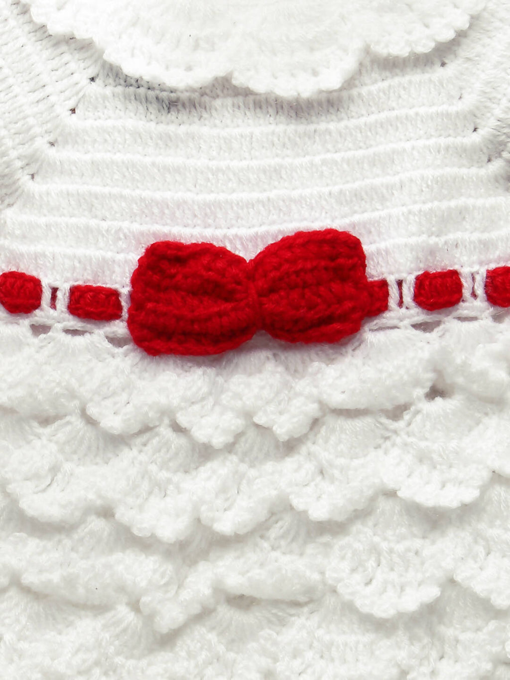 ChutPut Hand knitted Cinderella Wool Dress with Head band For Baby Girls  - White | Grocsy