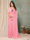 Aafreen Partywear Designer Pink Georgette Fancy Saree | Grocsy