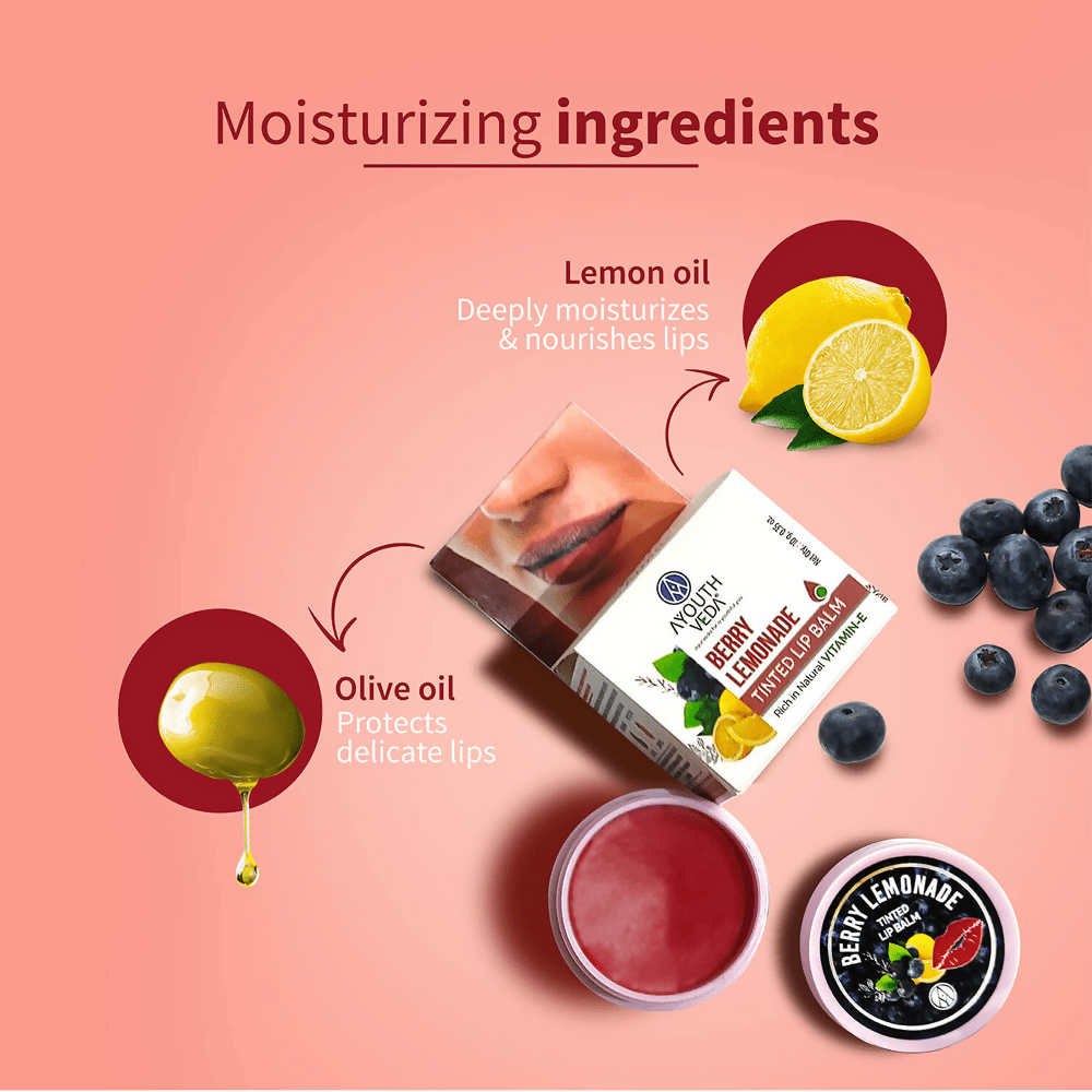 Ayouthveda Berry Lemonade Tinted Lip Balm | Grocsy