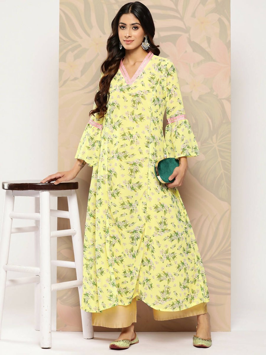 Ahalyaa Women's Traditional wear Kurta - Yellow | Grocsy