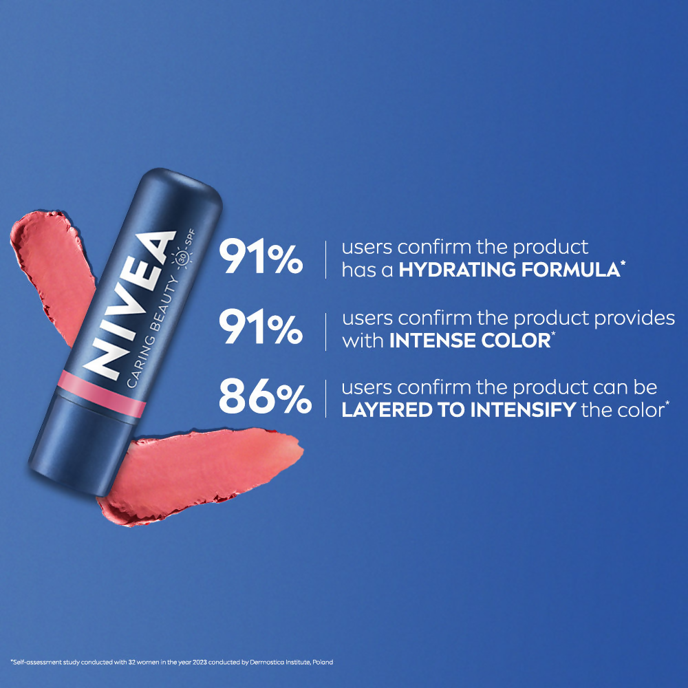 Nivea Lip Caring Beauty Red Lip Balm With SPF 30 - Rose | Grocsy