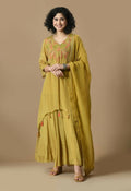 Joban Fashion Mehendi Chinnon Kurta Set | Grocsy