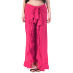 Asmaani Pink Color Plain Ruffle Palazzo | Grocsy