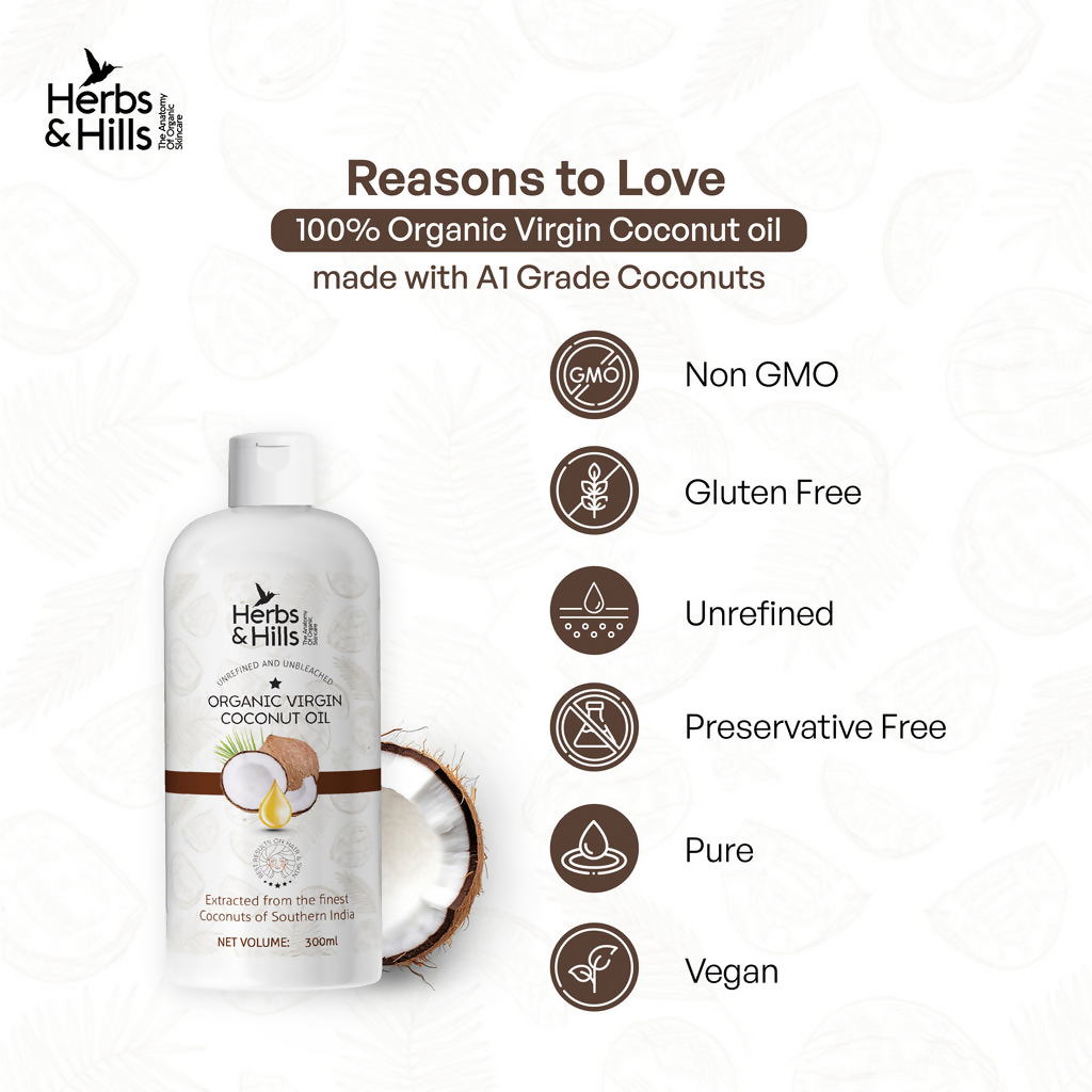 Herbs & Hills Organic Virgin Coconut Oil | Grocsy