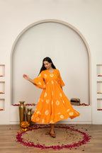 Joban Fashion Orange Tie & Dye Cotton Dress | Grocsy
