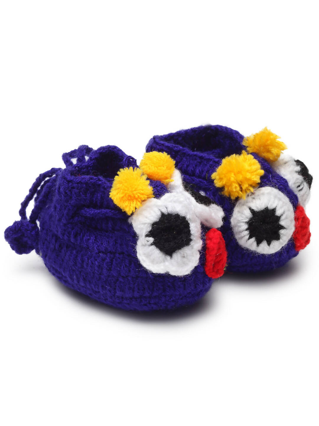Chutput Kids Woollen Hand Knitted Monster Face Booties - Blue | Grocsy