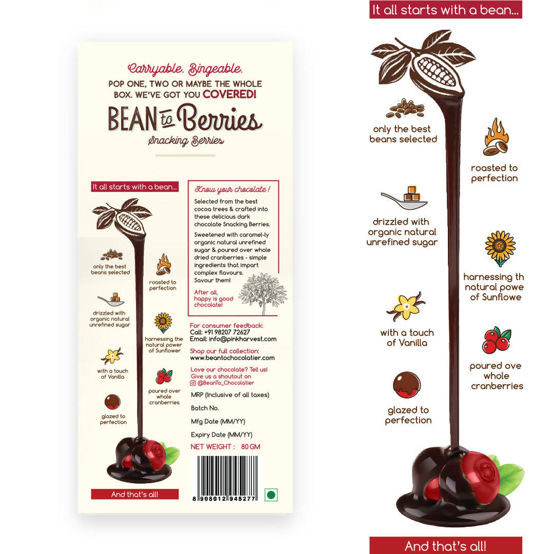 Pink Harvest Bean To Berries Chocolate Coated Cranberries | Grocsy