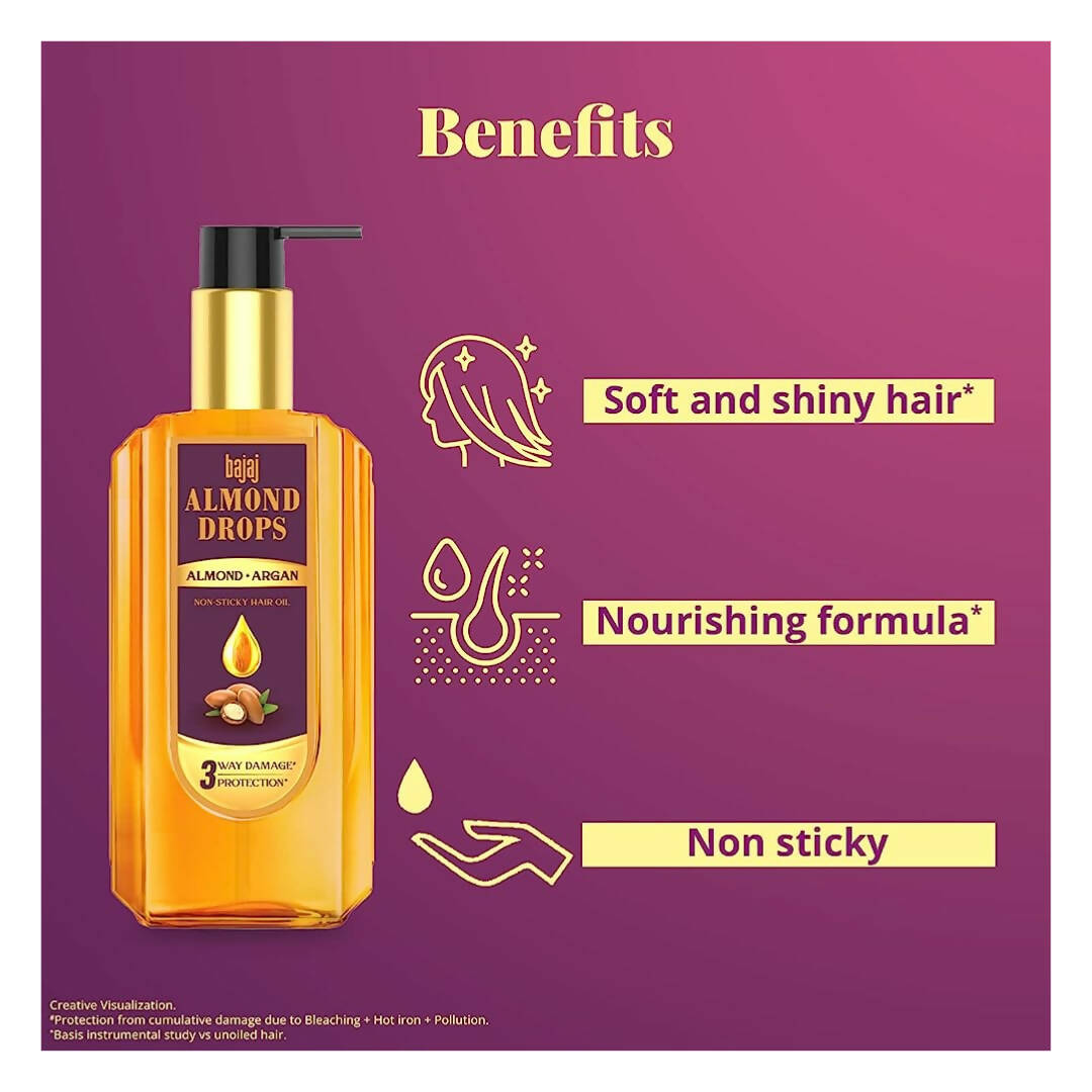 Bajaj Almond Drops Almond + Argan Hair Oil | Grocsy