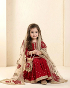 Teeya Creation New Kids Trendy Wedding Wear Traditional Kurta Sharara Set-Maroon | Grocsy