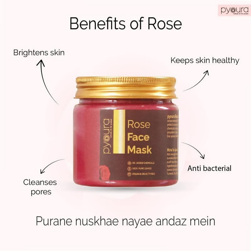 Pyoura Rose Face Mask No Clay Only 100% Pure Rose Petal Powder | Grocsy