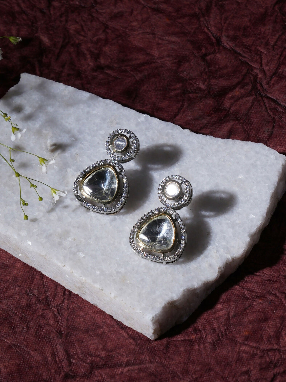 Kundan Earrings (silver) - Ruby Raang | Grocsy