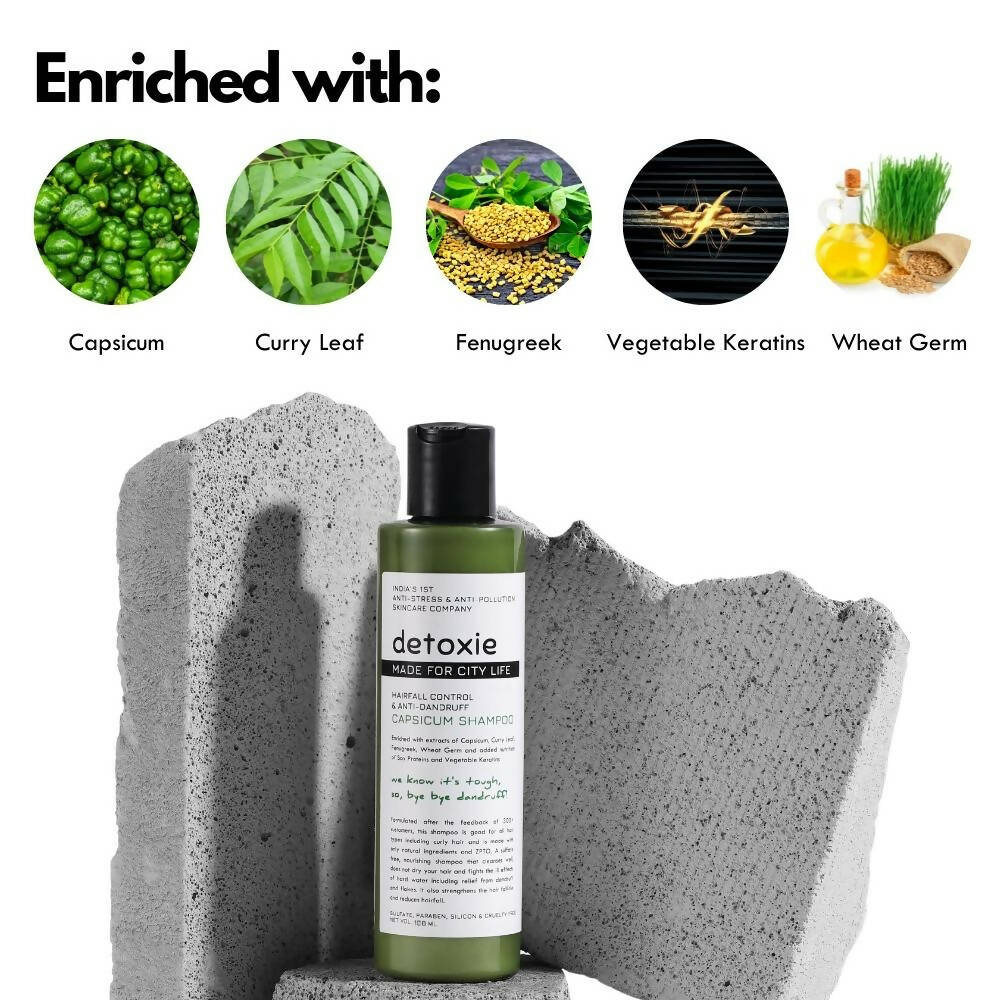 Detoxie Hairfall Control & Anti-Dandruff Capsicum Shampoo | Grocsy