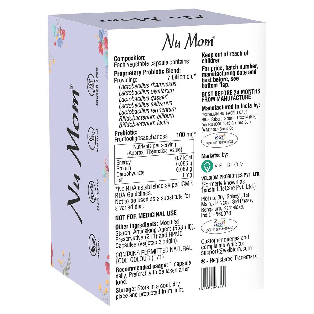 Velbiom Nu Mom Probiotic Health Capsules For Women | Grocsy