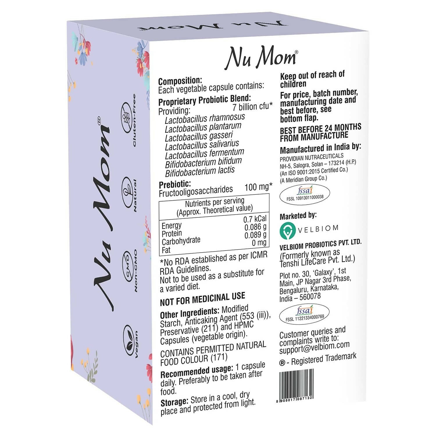 Velbiom Nu Mom Probiotic Health Capsules For Women | Grocsy
