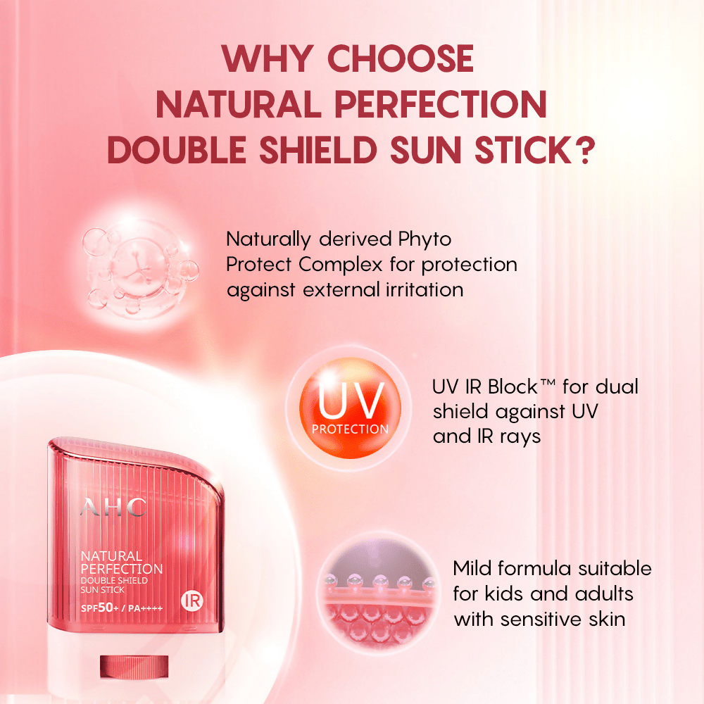 AHC Natural Perfection Double Shield Sun Stick With SPF 50+ & PA++++ - Korean Skincare | Grocsy