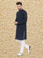 Even Apparels Men's Pure Cotton Navy Kurta | Grocsy