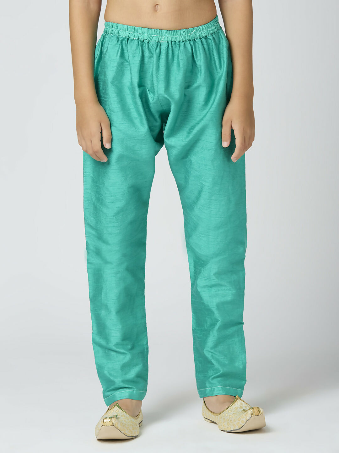 Joban Fashion Kids Island Full Sleeves Chanderi Kurta, Pyjama Set with Traditional Butta Work - Sea Green | Grocsy