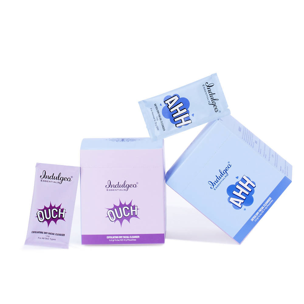 Indulgeo Essentials Ahh + Ouch Combo Detox Dry Facial Cleanser | Grocsy