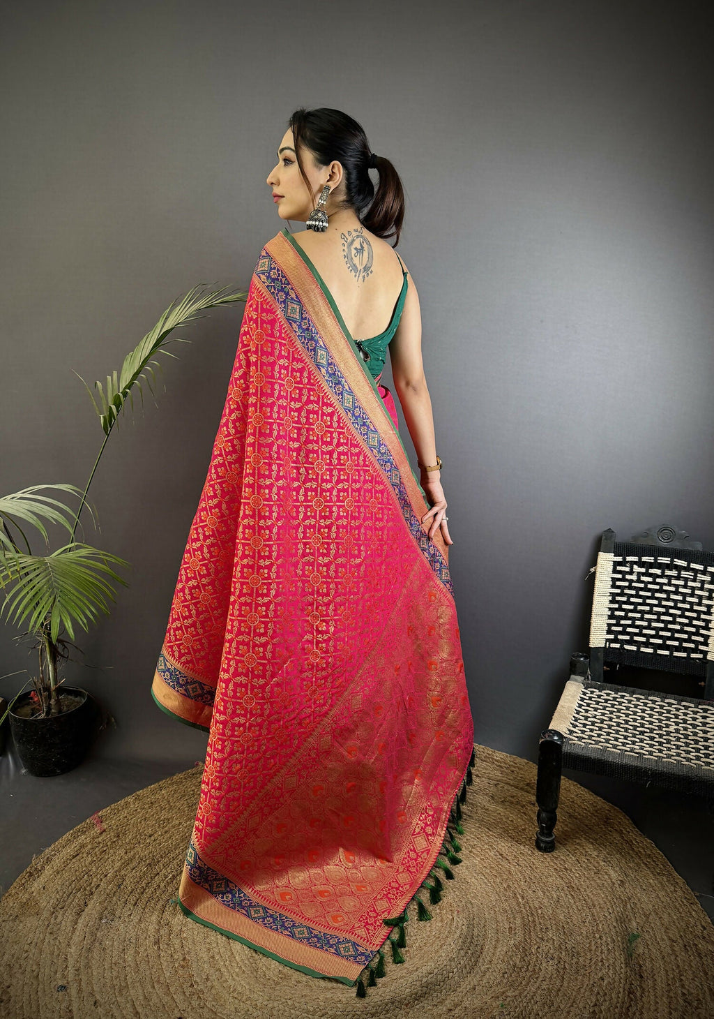 Joban Fashion Hot Pink Patola Soft Silk Patola Saree | Grocsy