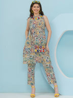 Joban Fashion Floral Co Ord Set With Embellished Sling Bag - Multi | Grocsy