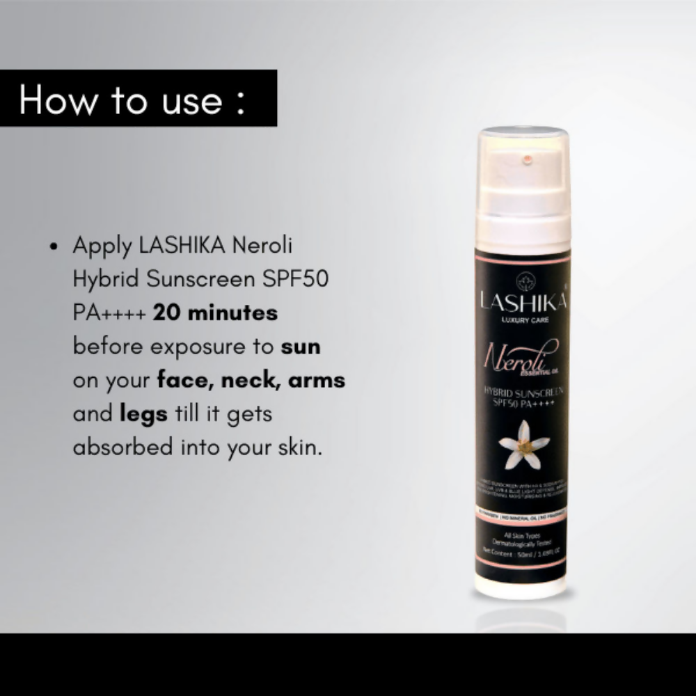Lashika Neroli Hybrid SPF 50 Sunscreen | Grocsy