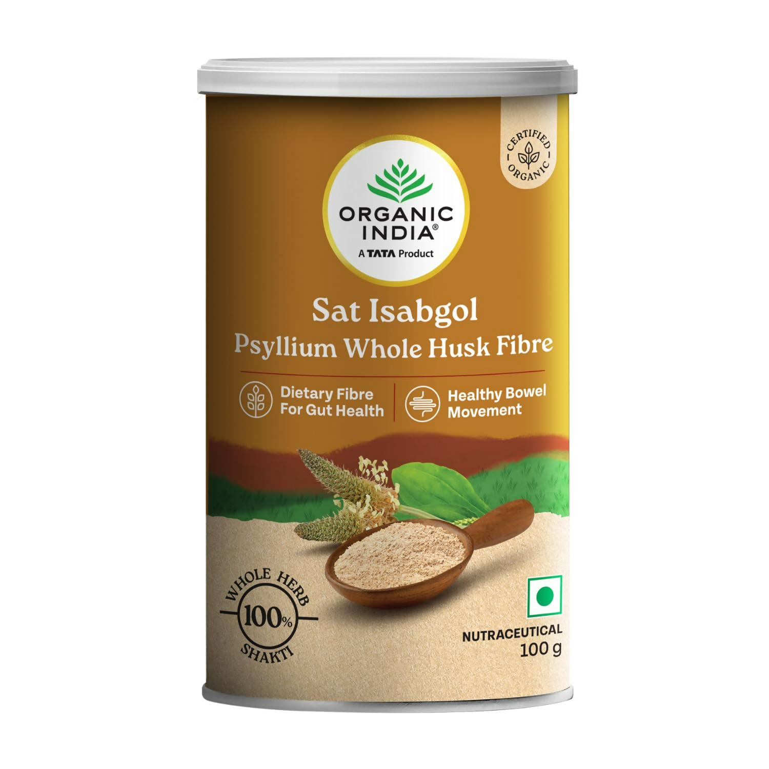 Organic India Sat Isabgol Psyllium Whole Husk Powder | Grocsy