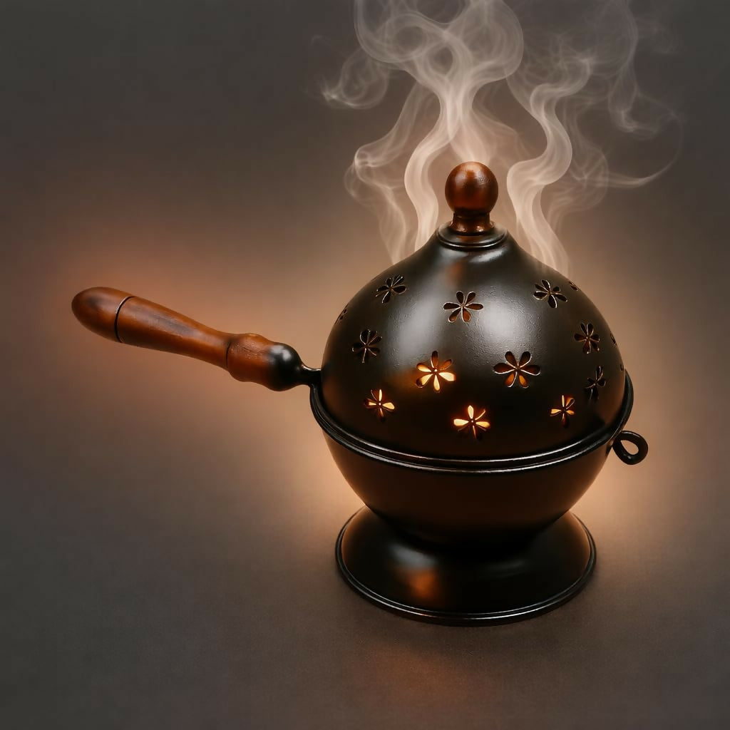 Not Available Metal Loban Dhoop Dani - Black Color | Grocsy