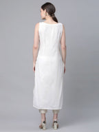 Ahalyaa Women Off White Pure Cotton Printed Kurta with Trousers | Grocsy