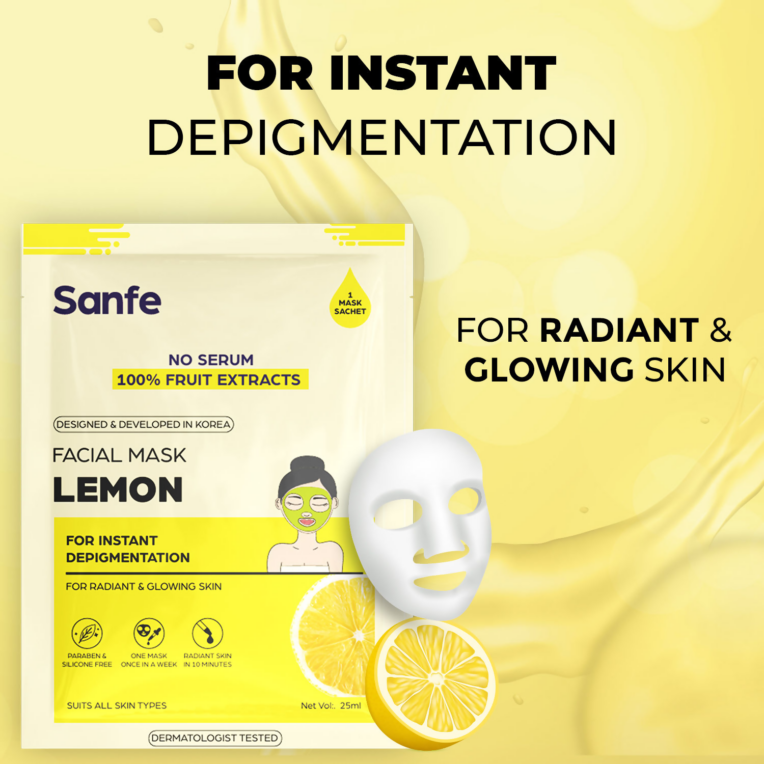 Sanfe Instant Depigmentation Lemon Facial Mask | Grocsy