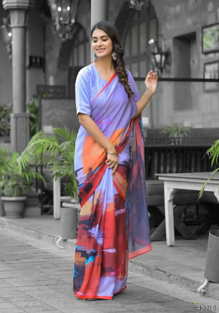 stylish Casual Multi Imported georgette Ready to Wear Fancy Saree - Ashwini | Grocsy