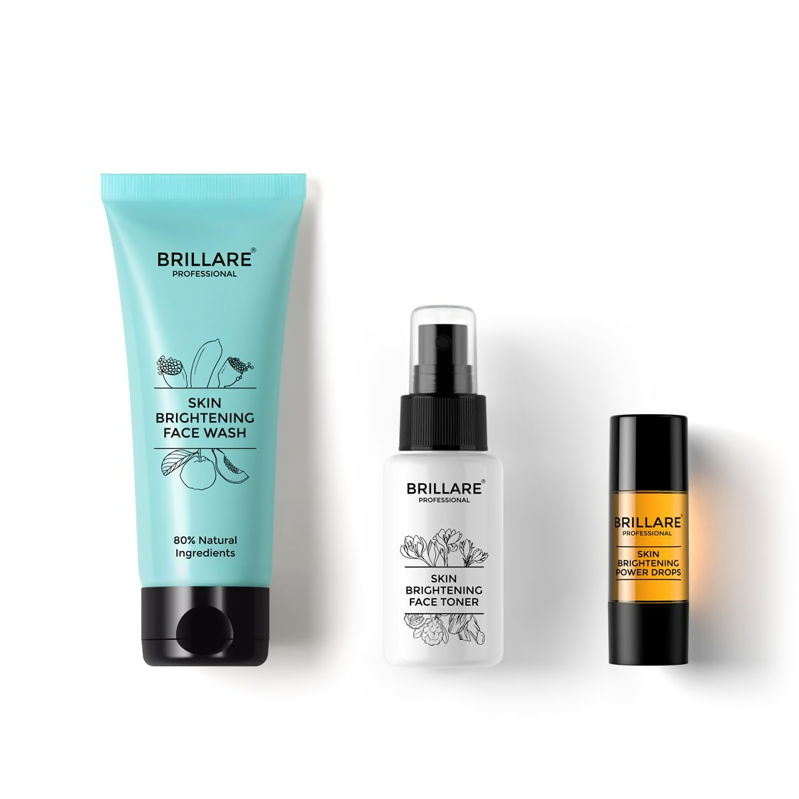 Brillare Skin Brightening Natural Face Wash Toner and Face Serum Combo | Grocsy