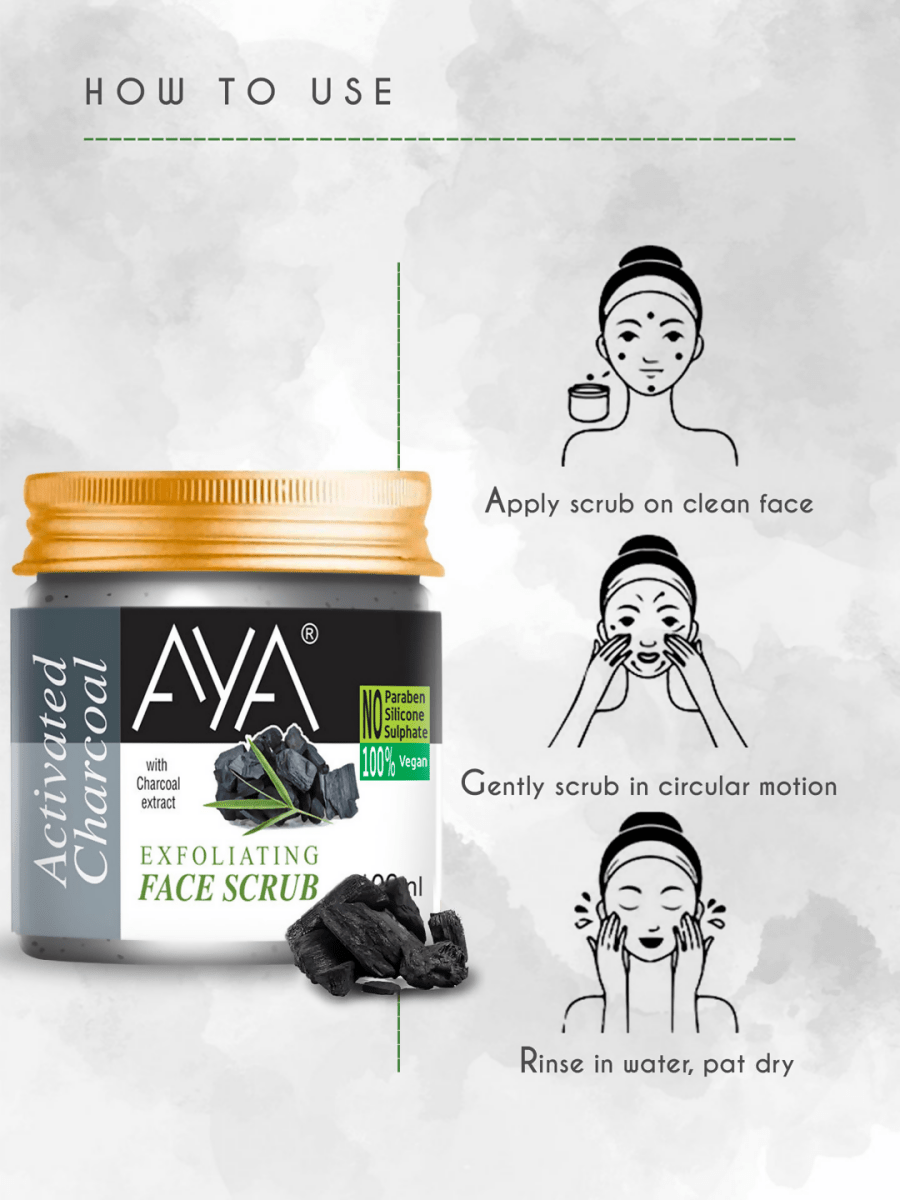 AYA Activated Charcoal Exfoliating Face Scrub | Grocsy