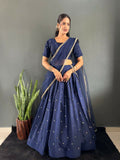 Teeya Creation New Trendy Stylist South Style Lehenga Choli Set - Dark-Navy-Blue | Grocsy