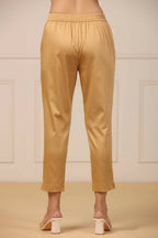 Juniper Women's Beige Solid Straight Slim Pant | Grocsy
