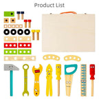Nesta Toys Wooden Tool Kit Set with Tool Box, Pretend Play Portable Construction Tools Kit Toys for Kids, 36 Piece (3-8 Years) | Grocsy
