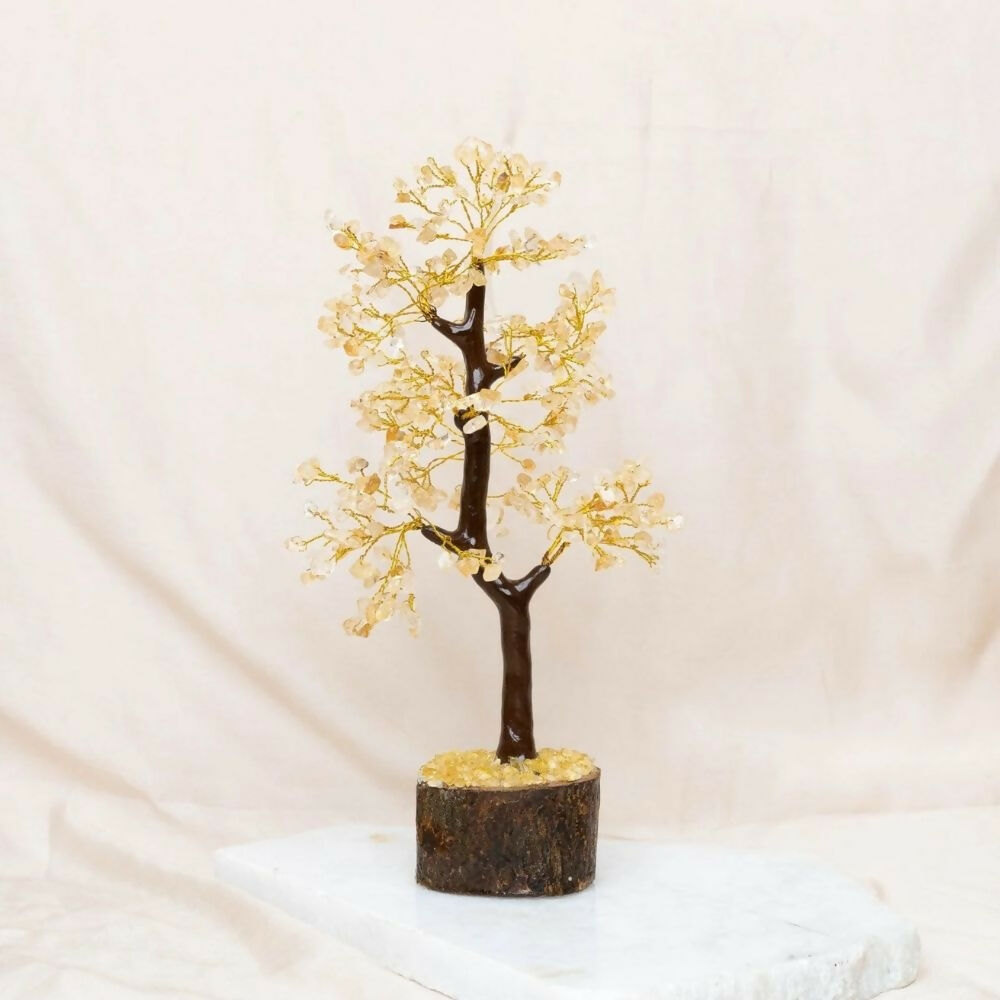 Indianvibez Bodh Citrine Tree with Wooden Base 300 Beads | Grocsy