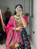Yash Enterprise Blue Silk Embroidery Semi Stitched Navratri Chaniya Choli | Grocsy