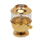Not Available Pure Brass Akhand Jyot Diya with Borosilicate Glass Cover | Grocsy