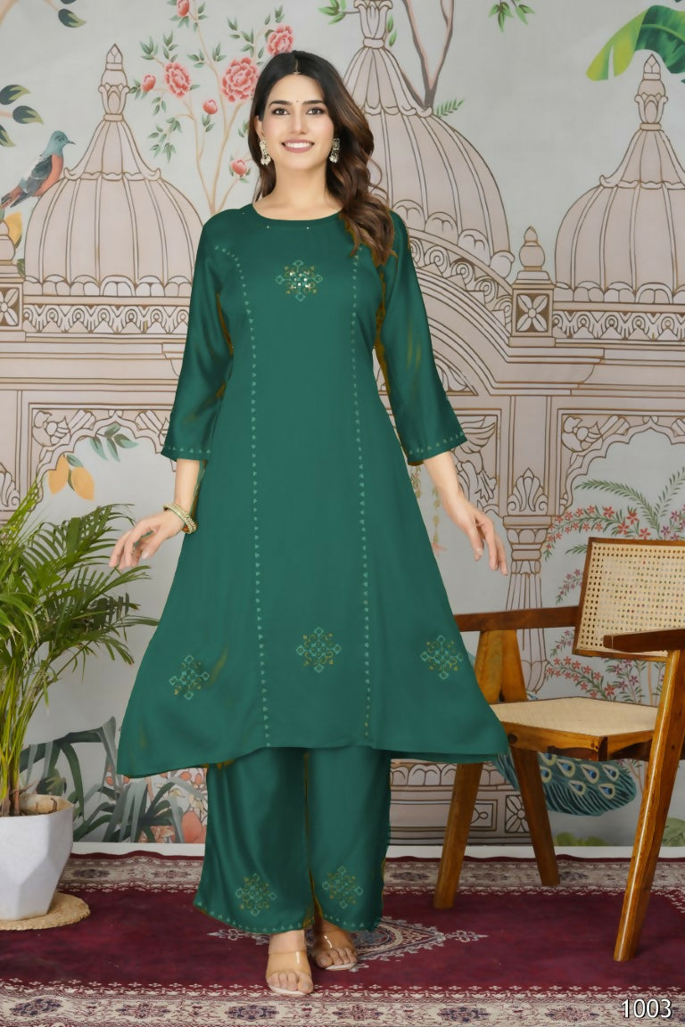 Festive Wear Ethnic Pure gaji silk with pocket inside kurti Rama Stitched Suit - Pihu | Grocsy