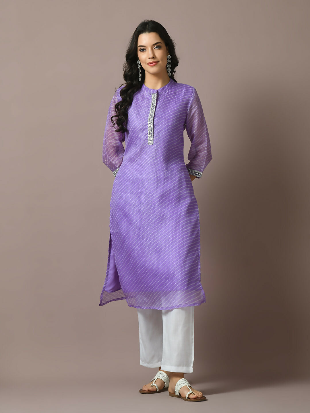 Myshka Women's Lavender Printed Cotton Blend Straight Party Kurta Set | Grocsy