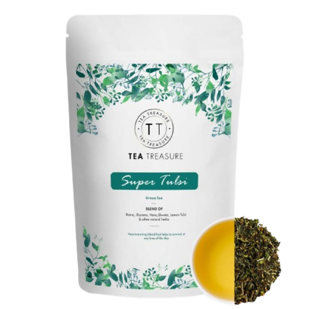 Tea Treasure Super Tulsi Green Tea - Loose Leaf | Grocsy
