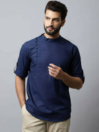 Even Apparels Navy blue Color Viscose Pure Cotton Men's Kurta With Side Placket (SLD1190) | Grocsy