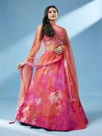 House of Panchhi Orange Organza Shibori Printed Lehenga choli & Dupatta | Grocsy