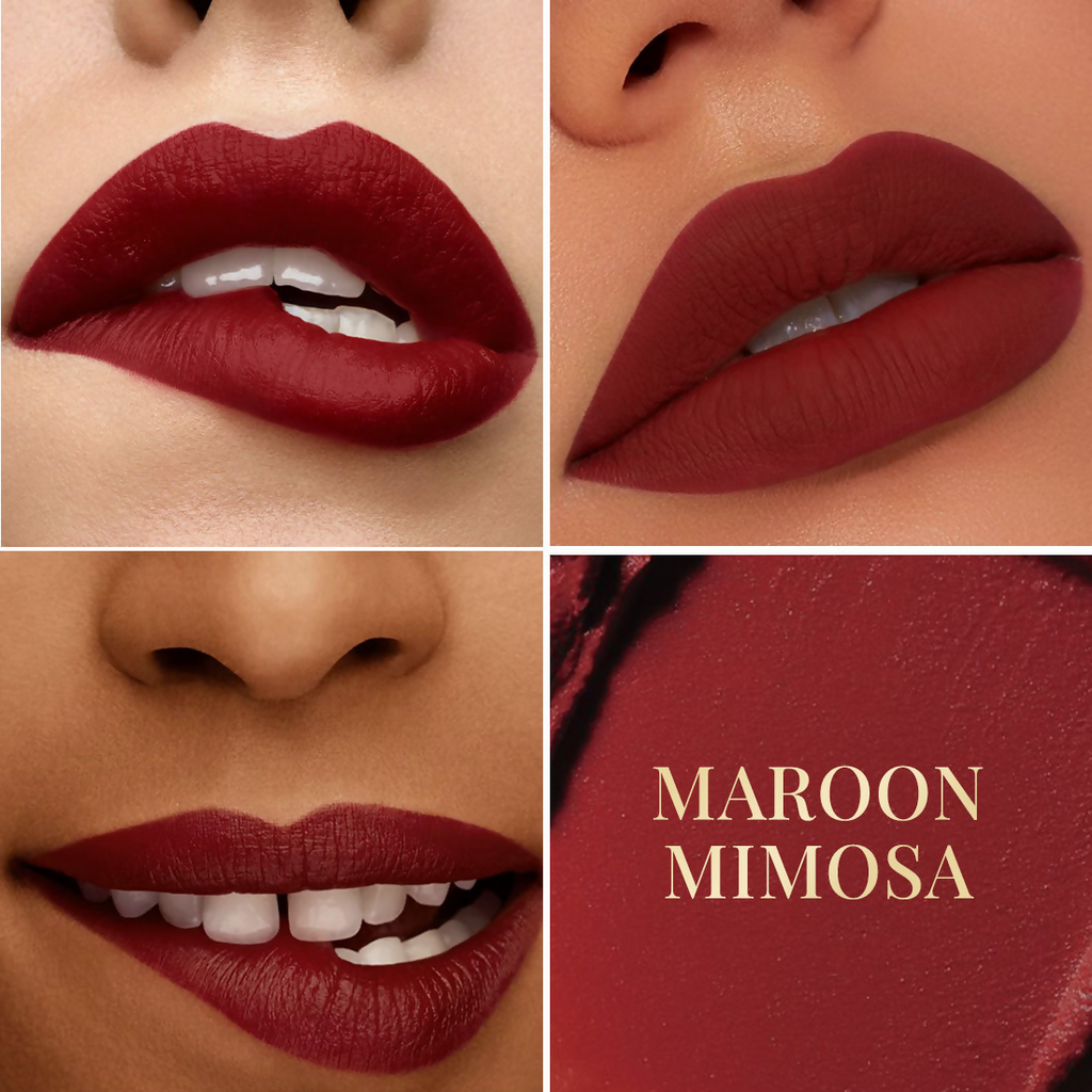 mCaffeine Shades Creamy Matte Kiss Bullet Lipstick Moisturizing Lightweight - Maroon Mimosa | Grocsy