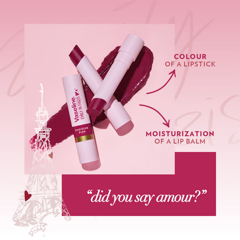 Vaseline Emily In Paris Tinted Lip Balm Stick - Parisian Pink | Grocsy
