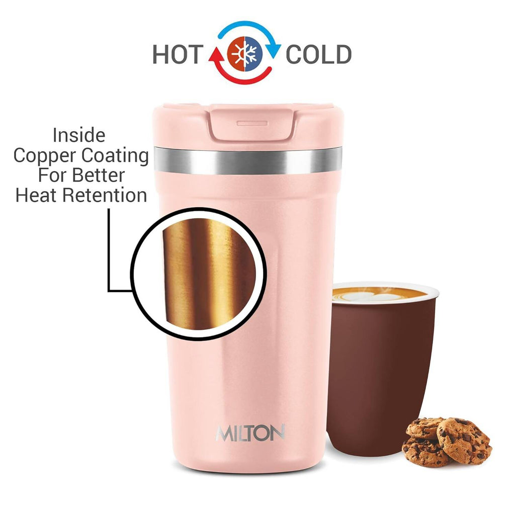 Milton Corral Thermosteel Insulated Coffee Mug Tumbler - 400ml (Peach) | Grocsy