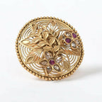 Mominos Fashion Joharkamal Gold-Polished Stone Studded Adjustable Finger Ring - Design 13 | Grocsy